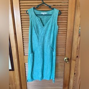Boden green linen shift dress size 4